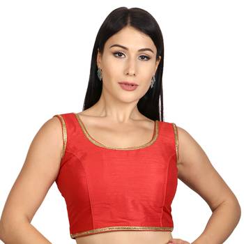 Red Dupion Silk Woven stitched blouse 1