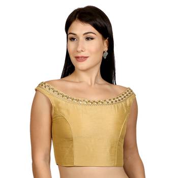 Gold Dupion Silk Woven stitched blouse 1