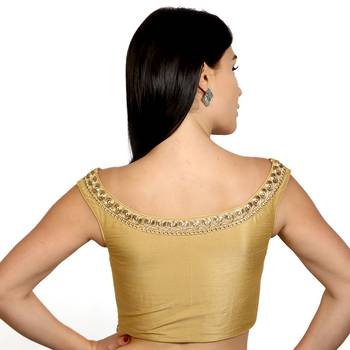 Gold Dupion Silk Woven stitched blouse 3