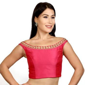 Pink Dupion Silk Woven stitched blouse 1