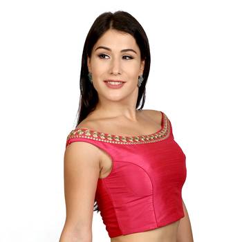 Pink Dupion Silk Woven stitched blouse 2