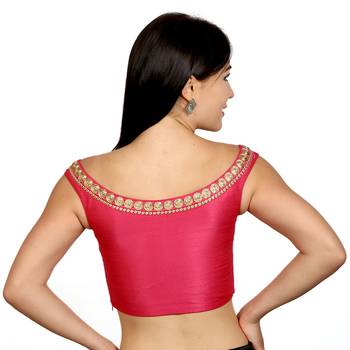 Pink Dupion Silk Woven stitched blouse 3