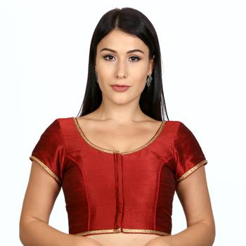 Maroon Dupion Silk Woven stitched blouse 1
