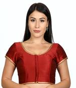 Maroon Dupion Silk Woven stitched blouse