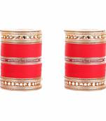 Beautiful Wedding Chura With Mirror Kundan By Leshya Red