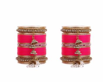 Beautiful Marriage Chura With Jhumki And Latkan By Leshya Fuchsia 1