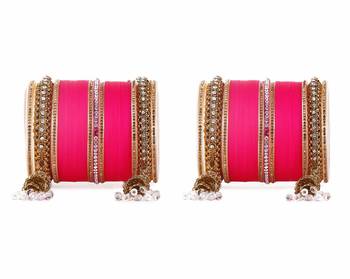 Beautiful Marriage Chura With Jhumki And Latkan By Leshya Fuchsia 2
