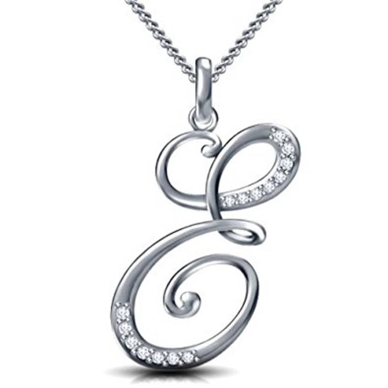 925 Sterling Silver "E" Pendant Necklace Lilu Jewels 2360393