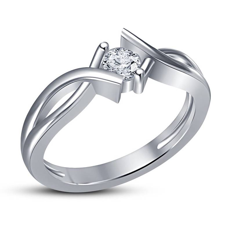 Beautiful 925 Sterling Silver White Platinum Plated Womes solitaire Ring