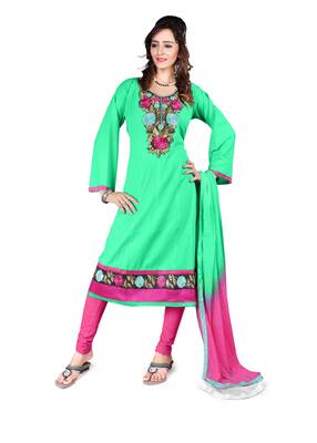 Sea green embroidered cotton salwar 1