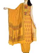 Giftpiper Bagh Print Unstitched Cotton Salwar Suit Mustard Yellow