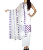 Giftpiper Unstitched Phulkari Suit Piece Cotton Silk White