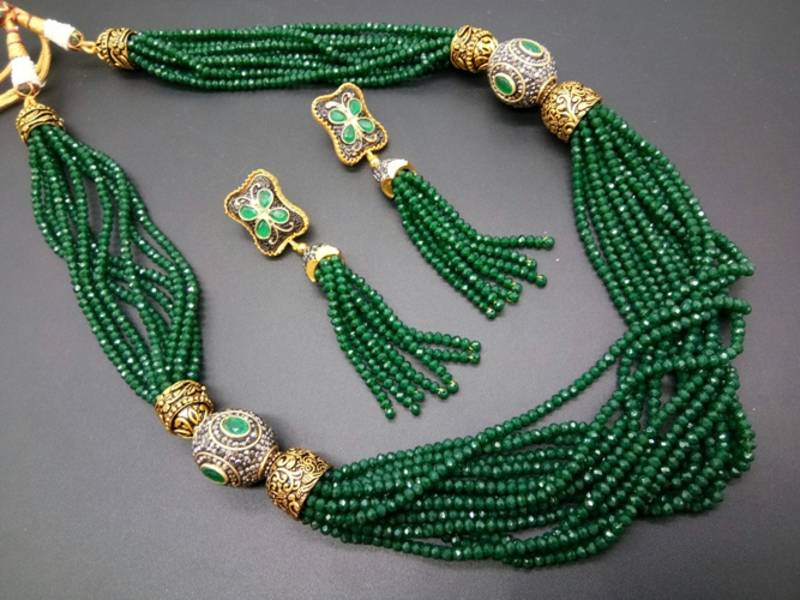 Green pearl necklace-sets - Satyam 