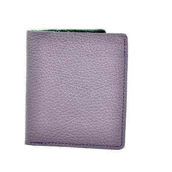 Alphaman "Purple Royalty Macho Brown" Organic Leather Dual Fold Border-Stitched Wallet 1
