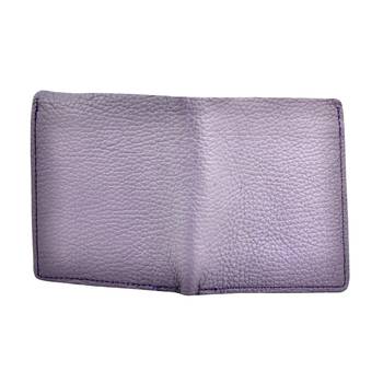 Alphaman "Purple Royalty Macho Brown" Organic Leather Dual Fold Border-Stitched Wallet 3