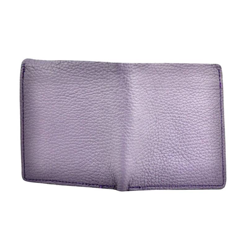 Alphaman "Purple Royalty Macho Brown" Organic Leather Dual Fold Border-Stitched Wallet