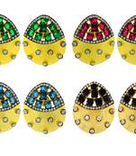 Indo-Western Emerald Multicolor American Diamond CZ Gold Plated Stud Earring Combo For Women