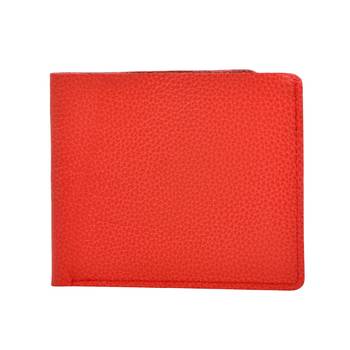 Alphaman "Cool Red Tan Desire Inside" Organic Leather Dual Fold Border-Stitched Wallet 1