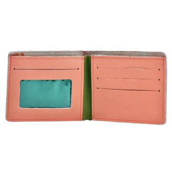 Alphaman "Cool Red Tan Desire Inside" Organic Leather Dual Fold Border-Stitched Wallet 2