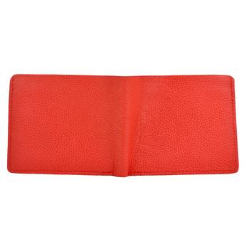 Alphaman "Cool Red Tan Desire Inside" Organic Leather Dual Fold Border-Stitched Wallet 3