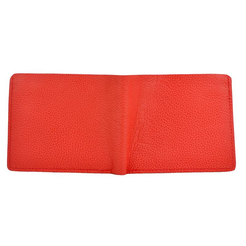 Alphaman "Cool Red Tan Desire Inside" Organic Leather Dual Fold Border-Stitched Wallet