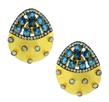 Indo-Western Emerald Multicolor American Diamond CZ Gold Plated Stud Earring Combo For Women 4