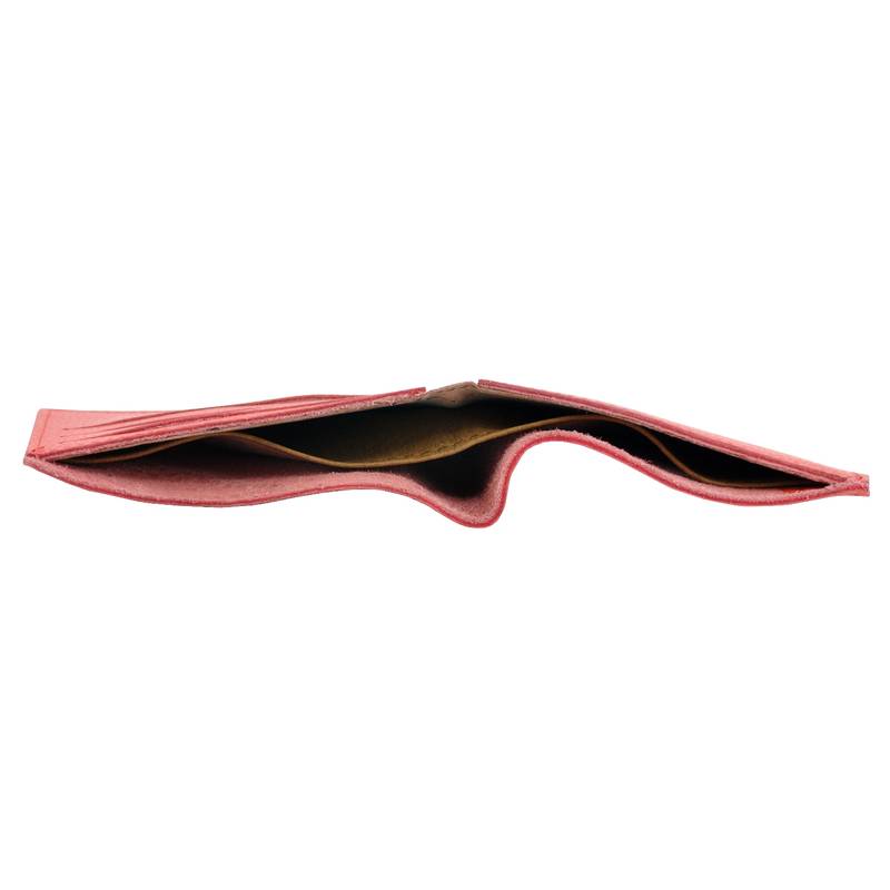 Alphaman "Cool Red Tan Desire Inside" Organic Leather Dual Fold Border-Stitched Wallet