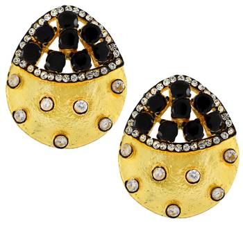 Indo-Western Emerald Multicolor American Diamond CZ Gold Plated Stud Earring Combo For Women 5