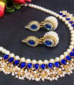 Blue Kundan Pearl Necklace Set