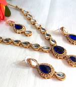Blue Tika Kundan Necklace Set