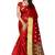 Red woven polycotton saree with blouse