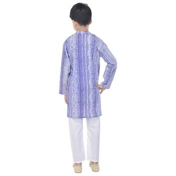 Purple printed cotton Kurta Pyjama For Boys 2