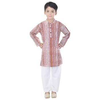 Multicolor printed cotton Kurta Pyjama For Boys 4