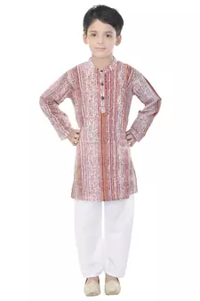 Multicolor printed cotton Kurta Pyjama For Boys