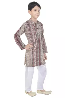 Multicolor printed cotton Kurta Pyjama For Boys