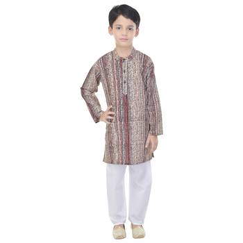 Multicolor printed cotton Kurta Pyjama For Boys 4