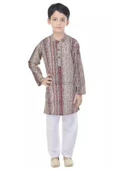 Multicolor printed cotton Kurta Pyjama For Boys