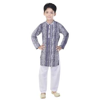 Multicolor printed cotton Kurta Pyjama For Boys 4