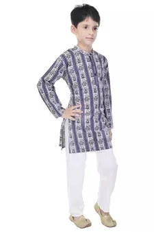 Multicolor printed cotton Kurta Pyjama For Boys