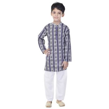 Multicolor printed cotton Kurta Pyjama For Boys 4