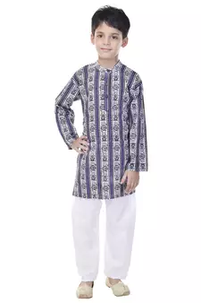 Multicolor printed cotton Kurta Pyjama For Boys