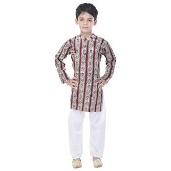 Multicolor printed cotton Kurta Pyjama For Boys 1