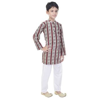 Multicolor printed cotton Kurta Pyjama For Boys 3