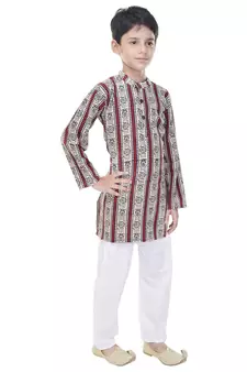 Multicolor printed cotton Kurta Pyjama For Boys
