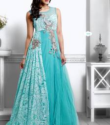 blue colour long frock