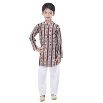 Multicolor printed cotton Kurta Pyjama For Boys 4