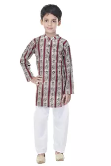 Multicolor printed cotton Kurta Pyjama For Boys