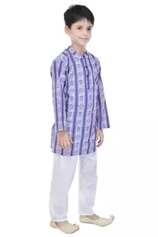Multicolor printed cotton Kurta Pyjama For Boys