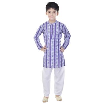 Multicolor printed cotton Kurta Pyjama For Boys 4