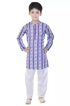Multicolor printed cotton Kurta Pyjama For Boys